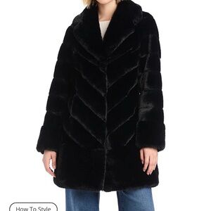 Vince Camuto Black Faux Fur Coat